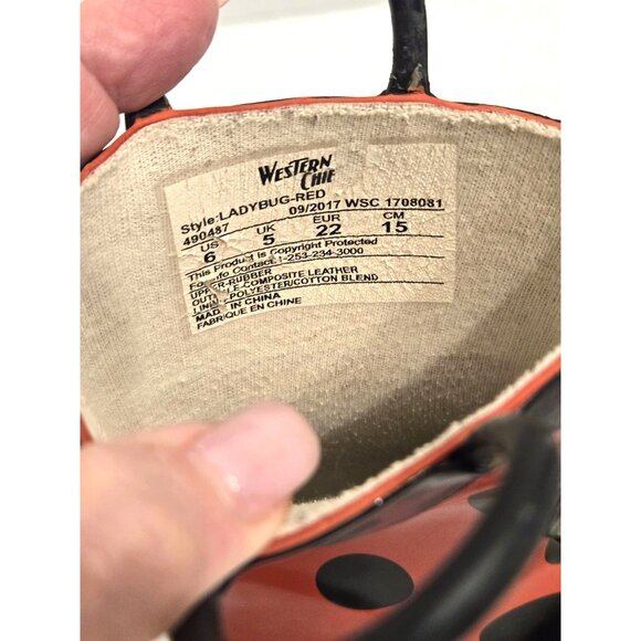 Western Chief Lady Bug Boots Childrens Size 6 Red Rainboots with Straps - Picture 7 of 7